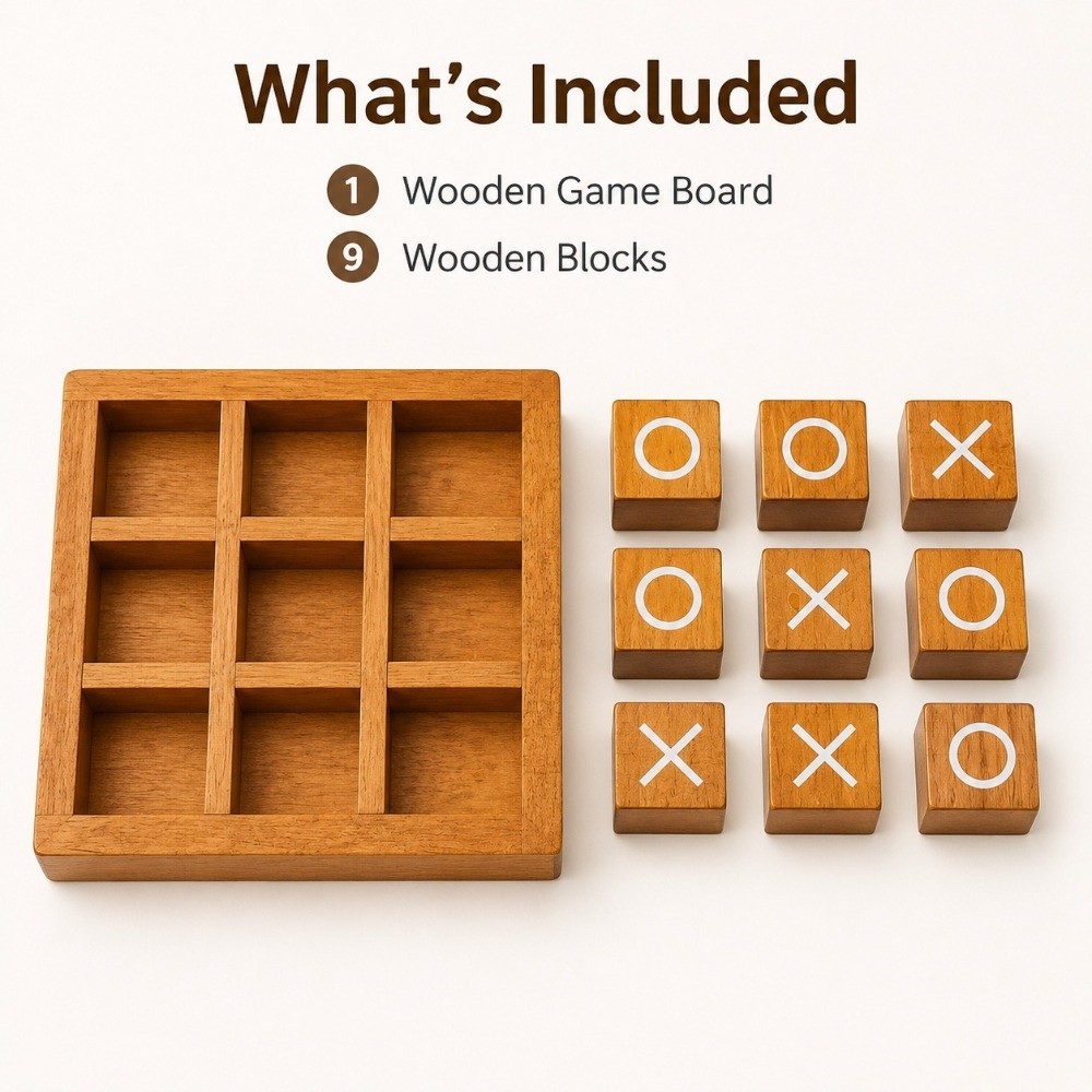 Portable Wooden Tic Tac Toe Wo - Board Game For 5 Players recension och pris