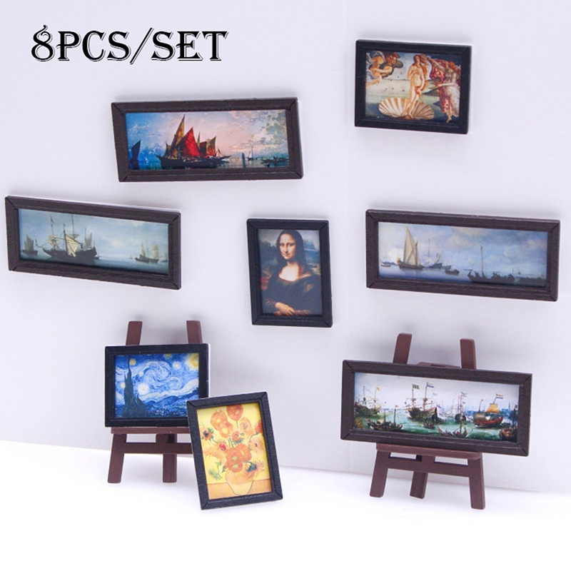 8Pcs/Set 1:12 Dollhouse Miniat - Miniature Painting Set recension och pris