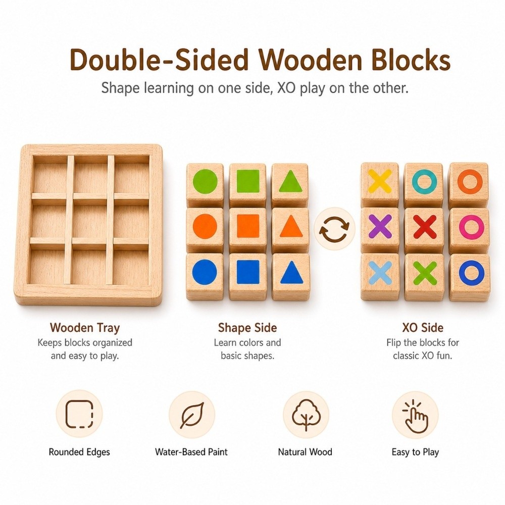 Portable Wooden Tic Tac Toe Wo - Board Game For 5 Players recension och pris